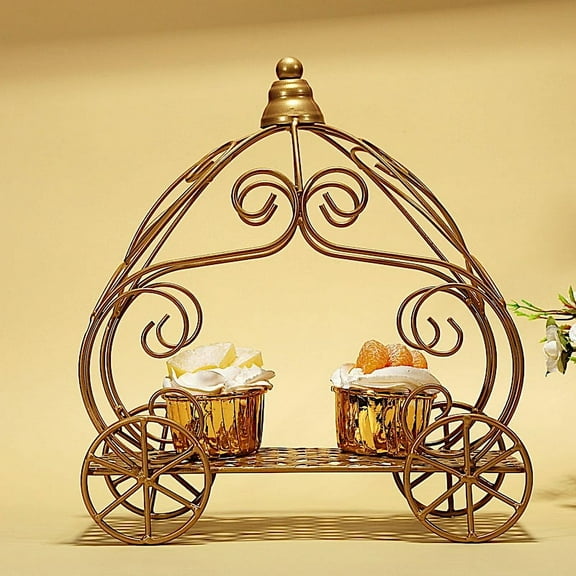 BalsaCircle 11" Gold Cinderella Carriage Stand Centerpiece Wedding Birthday Party Decorations