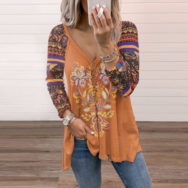 DPTALR Blouse Décontractée à Col en V pour Femmes, Manches Longues