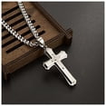 thumbnail image 2 of Collar Catolicos SacredGleam03 3Pzas Plata Collar Triple Cruz Dije 3x5.3cm Metal. High Monaco MXEEG-003, 2 of 5