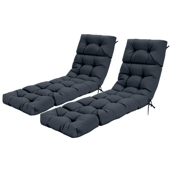 Topbuy 2Pcs Lounge Chair Cushion 73 x 22 Inch High Back Recliner Cushion with 4 Fixing Ties Gray