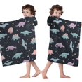 thumbnail image 4 of Black Dinosaurs Stars Pterosaurs Pattern Hooded Bath Towel，50"x30" for Ages 3 To 12 Kids, Quick Dry Lightweight Soft Microfiber Hood Beach Towel Cover Up for Kids, 4 of 7