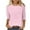 Pink, variant on Lenpel Women's 3/4 Length Tops Trendy Sleeve Crew Neck Solid Color Embroidered T Shirts Casual Tunic Blouses