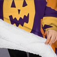 thumbnail image 3 of Oversized Wearable Blanket Hoodie,Purple Halloween Jack Lanterns Sherpa Blanket Hoodie with Super Pockets,Super Warm Fuzzy Pullover for Women & Men, 3 of 6