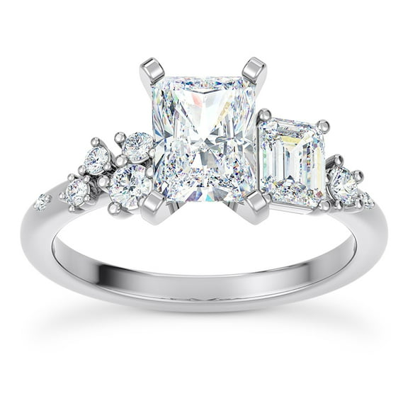 Oryn Jewel 14K White Gold Over Lab Created Diamond Ring - Radiant Cut 2.2 Ct Solitaire Engagement Wedding Jewelry - Solitaire Diamond Rings for Women - Jewelry for Every Day or Special Moments