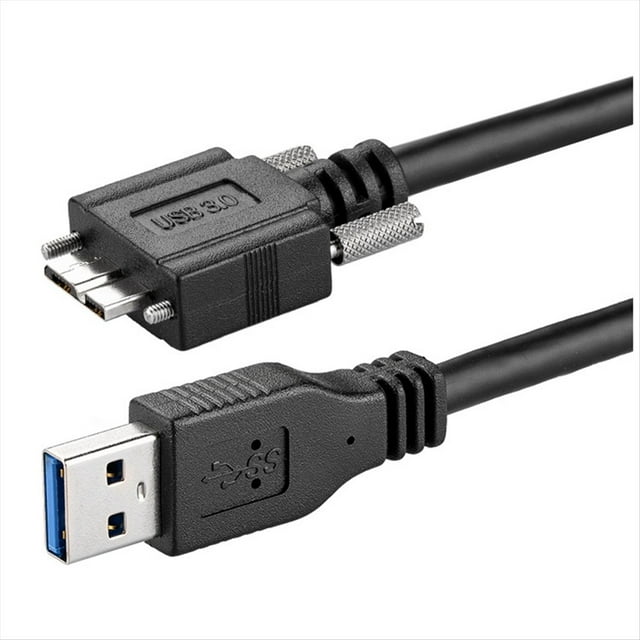 Cable de Extensión USB 3.0 Tipo A Macho A Micro-B Macho para Cámara, Cable USB 3.0 AM/Micro-B con Tornillos de Bloqueo, 1,5 M