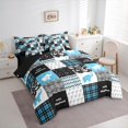thumbnail image 4 of Manfei Rustic Elephant Child 7-Piece Twin Bedding Sets, Vintage Blue Buffalo Plaid Bedding Comforter Set, Kawaii Cartoon Animal Reversible Sheet Sets, Lightweight Room Decor, 4 of 8