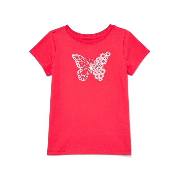 Wonder Nation Toddler Girls Tee with Short Sleeves, Sizes 18M-5T