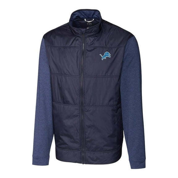 Men's Cutter & Buck Navy Detroit Lions Big & Tall Stealth Full-Zip Jacket