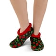 thumbnail image 4 of Women’s Fuzzy Slipper Socks with Grippers – Soft Microfiber Outer, Cozy Fleece Lined Indoor House Socks (Strawberry, S/m), 4 of 6