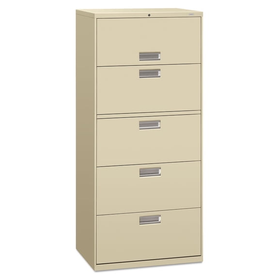 HON 5 Drawers Lateral Lockable Filing Cabinet, Putty