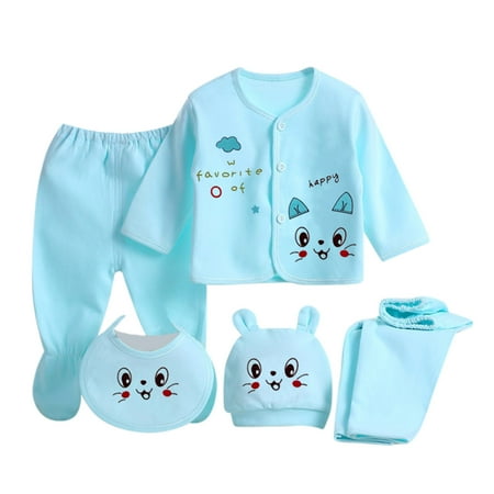 

ZMHEGW Toddler Outfits For Girl 5Pcs Baby Boys Cartoon Long Sleeve Tops+Hat+Pants +Bib Set