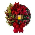 thumbnail image 4 of Christmas Wreath Decoration | Nativity Wreath Front Door Christmas Wreath, Retro Red Christmas Wreath with Berries and Bow, 4 of 5