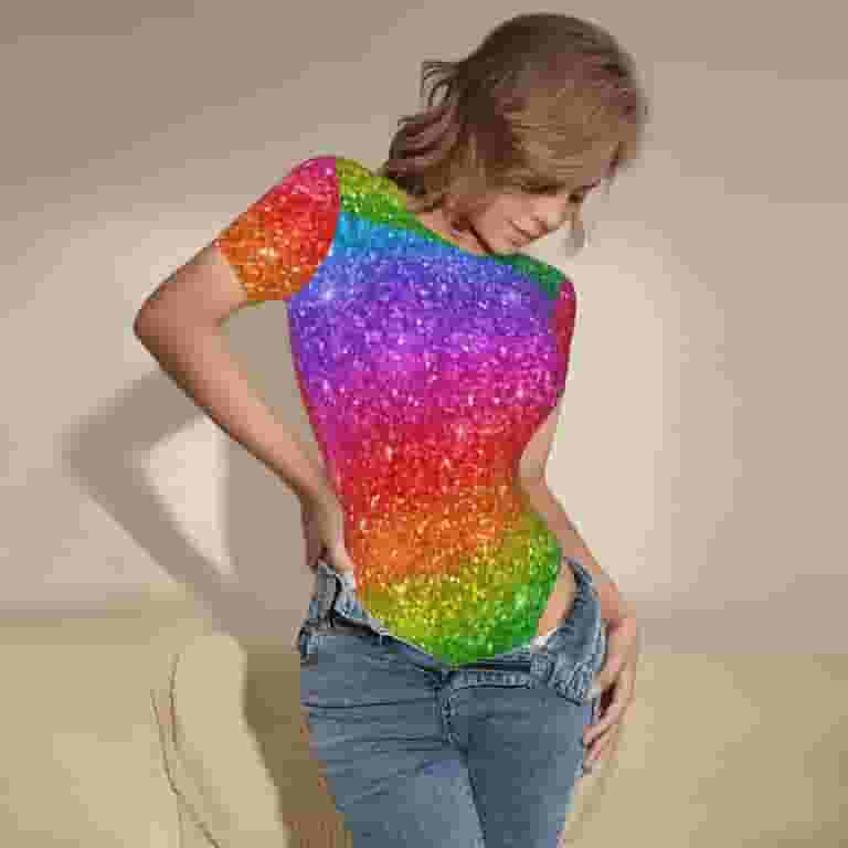 Easygdp Colorful Glitter Women's One-Piece Swimsuit Slim Fit Easygdp Colorful Glitter Women's One-Piece Swimsuit Slim Fit