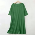 thumbnail image 4 of Daiosportswear Sun Dresses for Women Round-Neck Solid-Color Casual Three-Quarter Sleeved Pocket Velvet Dress A-Line Casual Loose T-Shirt Beach Sundress,Women'S Long-Sleeved Dress Green M(M), 4 of 6