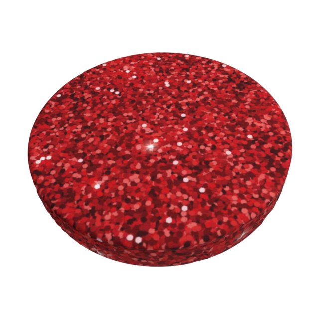 Disketp Red Glitter Funda Redonda para Taburete, Funda de Cojín para Silla de Bar Suave y Elástica-13 inch