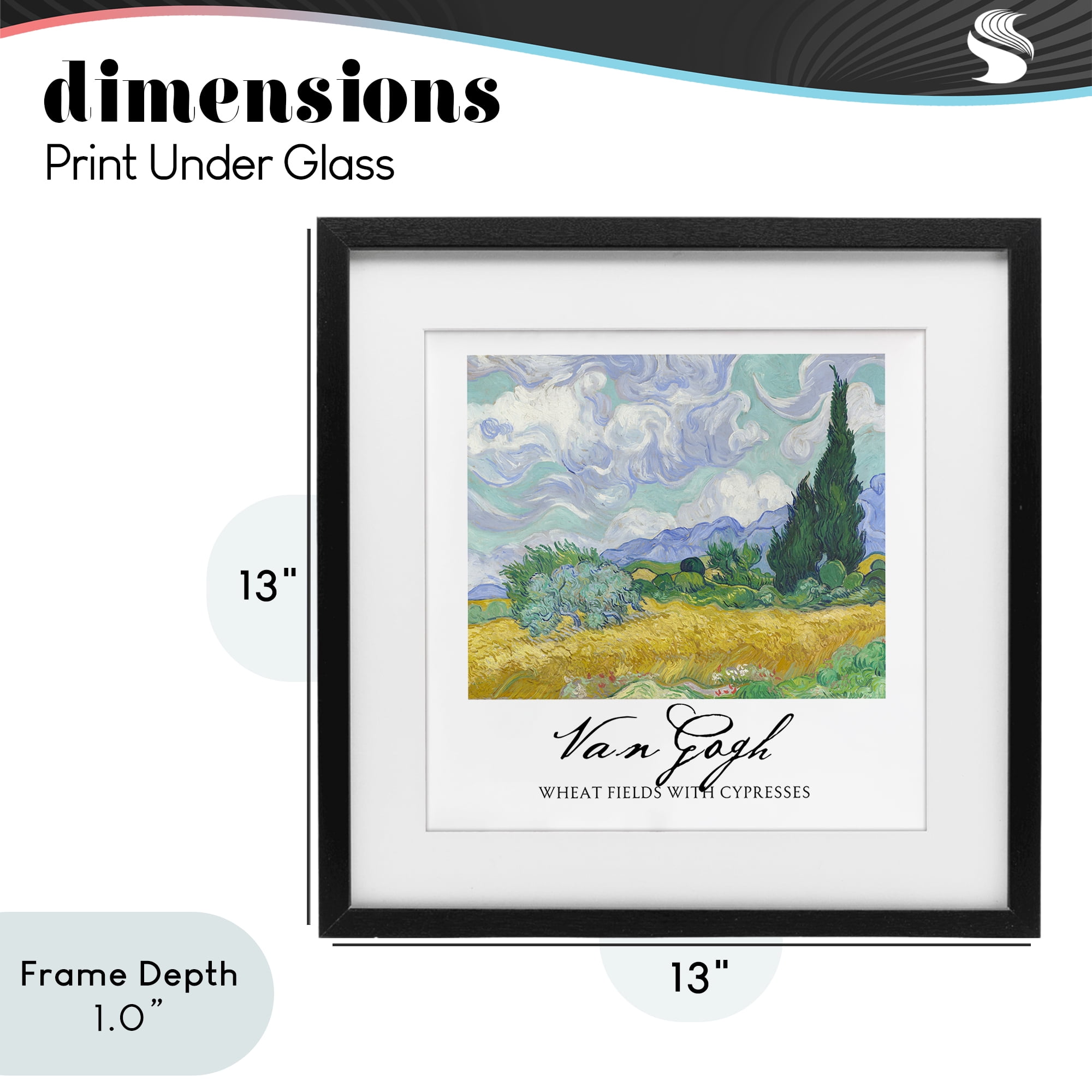 Stupell Industries Van Gogh Wheat Field with Cypresses Black Framed Print Under Glass, design by Vintage Hustle