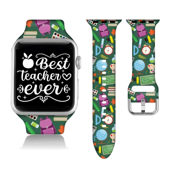 Compatible Con Los Mejores Regalos Para Maestros Apple Watch 38/40/41/42/44/45 Mm Para Mujeres Y Hombres Silicona Suave Regalos De Agradecimiento Para Maestros Decoraciones Pulsera De Repuesto Para Iw