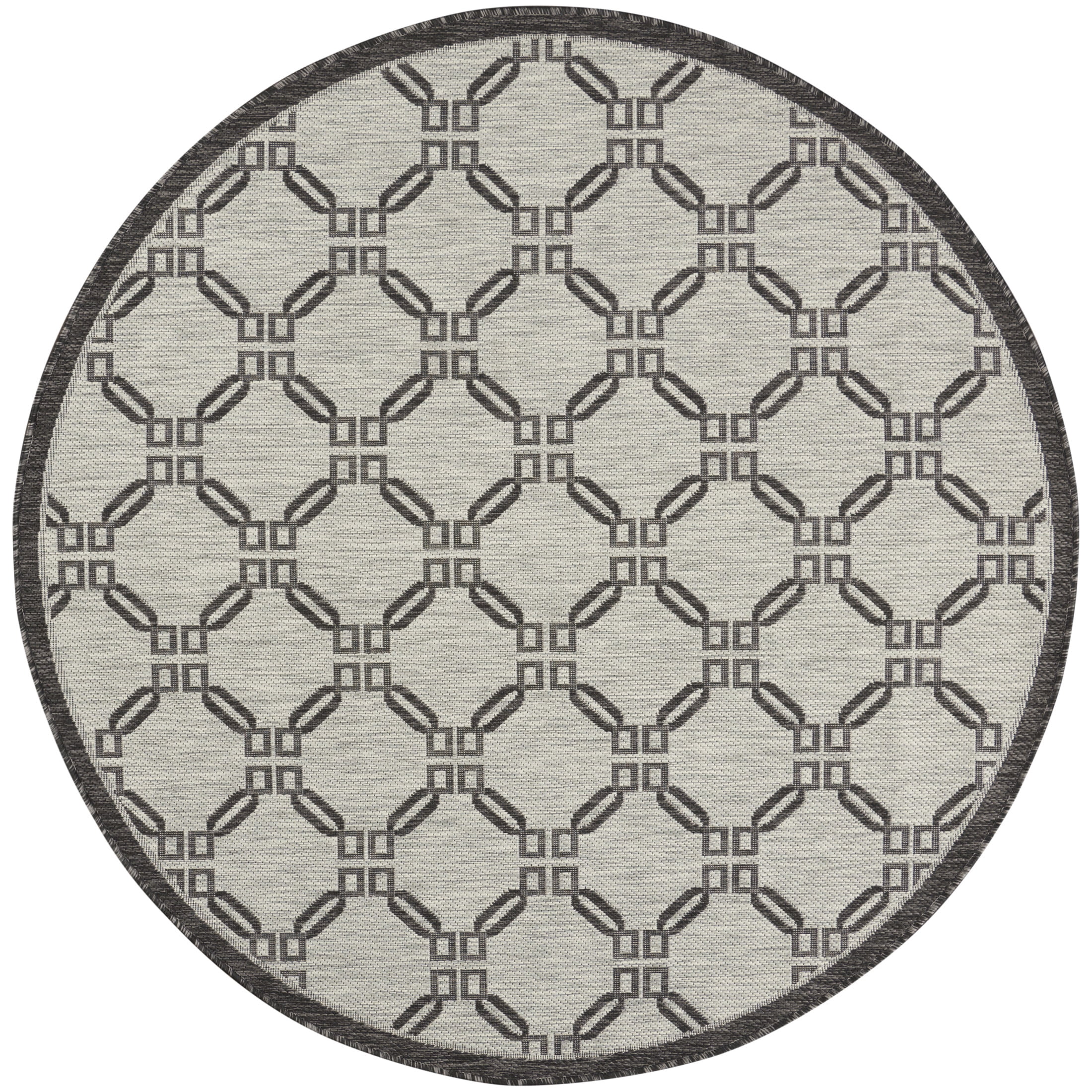 Nourison Country Side 5'3" x Round Ivory/Charcoal Transitional Rug
