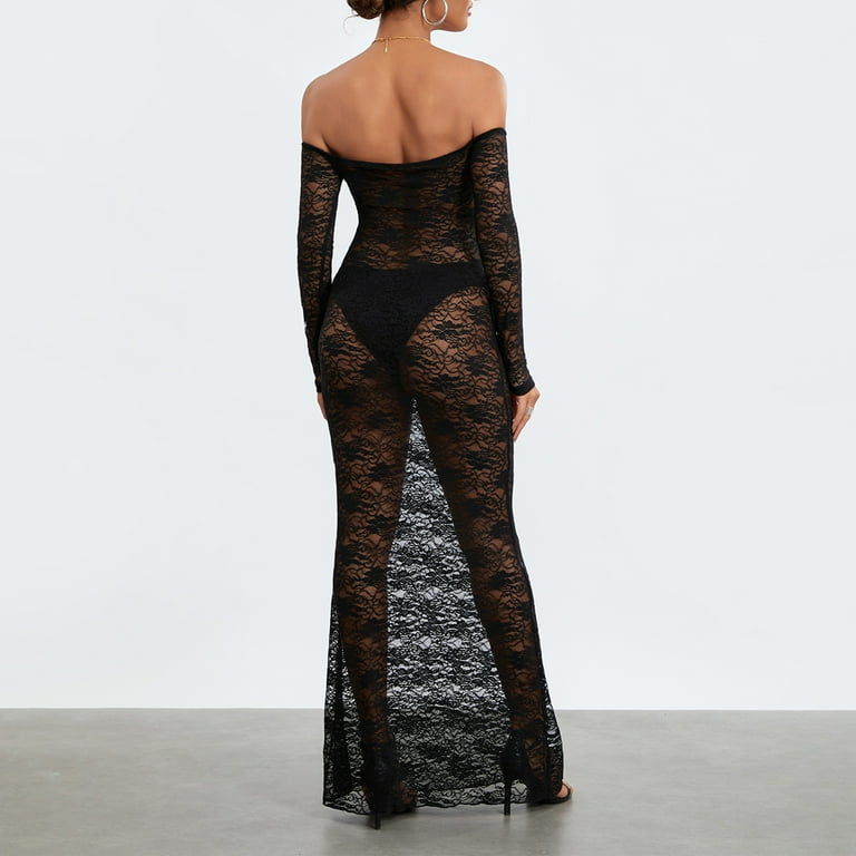 ワンピース aclent Sheer flower long dress Angelina Dress – Dress the Population