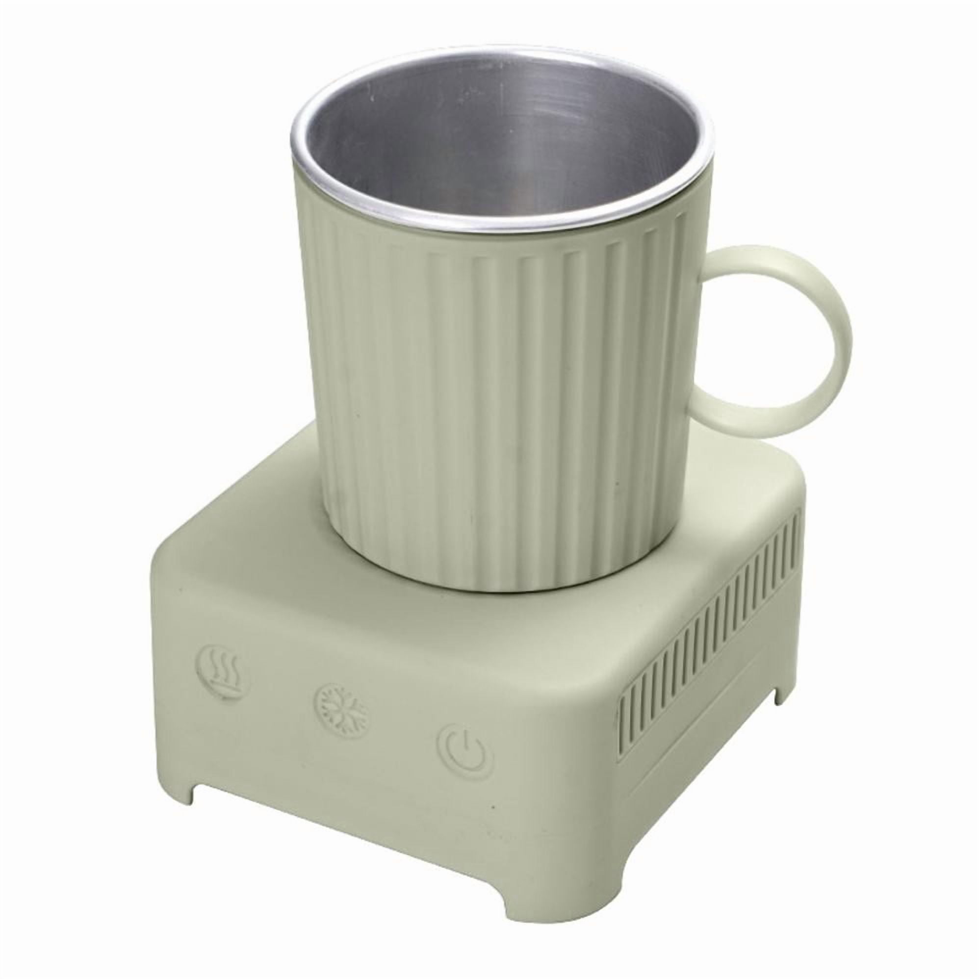 COM1950s Heated and Cooled Cup,Thermoelectric Beverage Chiller and Warmer,13.5 Oz Portable Cup Cooler Heater for Car Office Travel,Desktop Mug Cooler with One Touch Operation