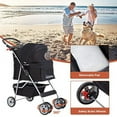 thumbnail image 2 of Bestpet 4 Wheels Pet stroller for Cats and Dogs, Folding, Black, 2 of 7