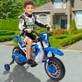 thumbnail image 2 of JOYLDIAS 12V Kids Ride on Motorcycle High/Low Speeds with Training Wheels, Spring Suspension (Blue), 2 of 21