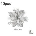 thumbnail image 3 of Christmas Tree Flower Decorations Set | 10pcs Artificial Poinsettia Ornaments with Clips | Red Gold Silver | 5.5in Plastic Floral Accents | Holiday Party Decor, 3 of 6