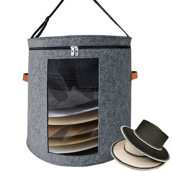 GORWARE Large Capacity Hat Storage Container with Clear Front Panel Dustproof Foldable Hat Box for Toys Hat Clothes