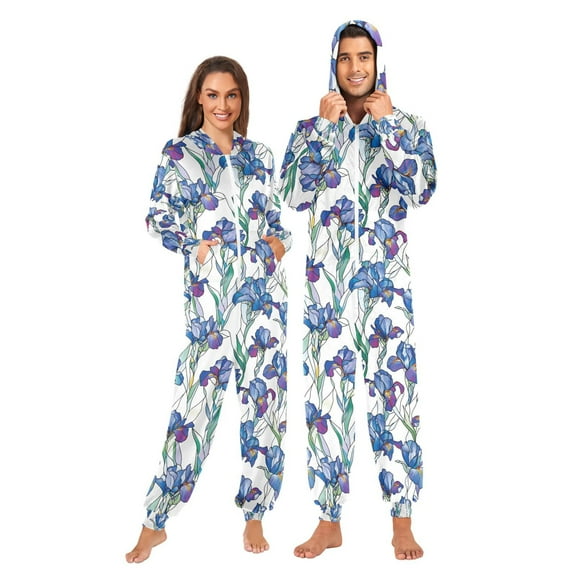 joogoo Irises Flowers Unisex Adults Onesies Pajamas Jumpsuits L