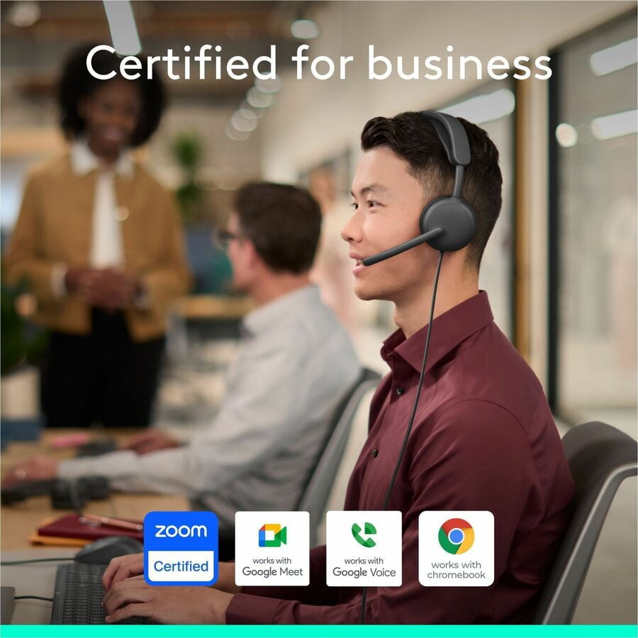 Logitech Zone Wired 2 for Business, Noise-Canceling Headset with Adaptive Hybrid ANC, Zoom & Google Certified, USB-C with USB-A adapter, Graphite