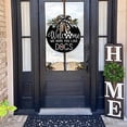 thumbnail image 3 of GRNSHTS Welcome Sign Front Door Hanger Wreath Rustic Round Farmhouse Decoration Plaque With Bowknot Wooden Door Hanging Ornaments (Dogs B), 3 of 7
