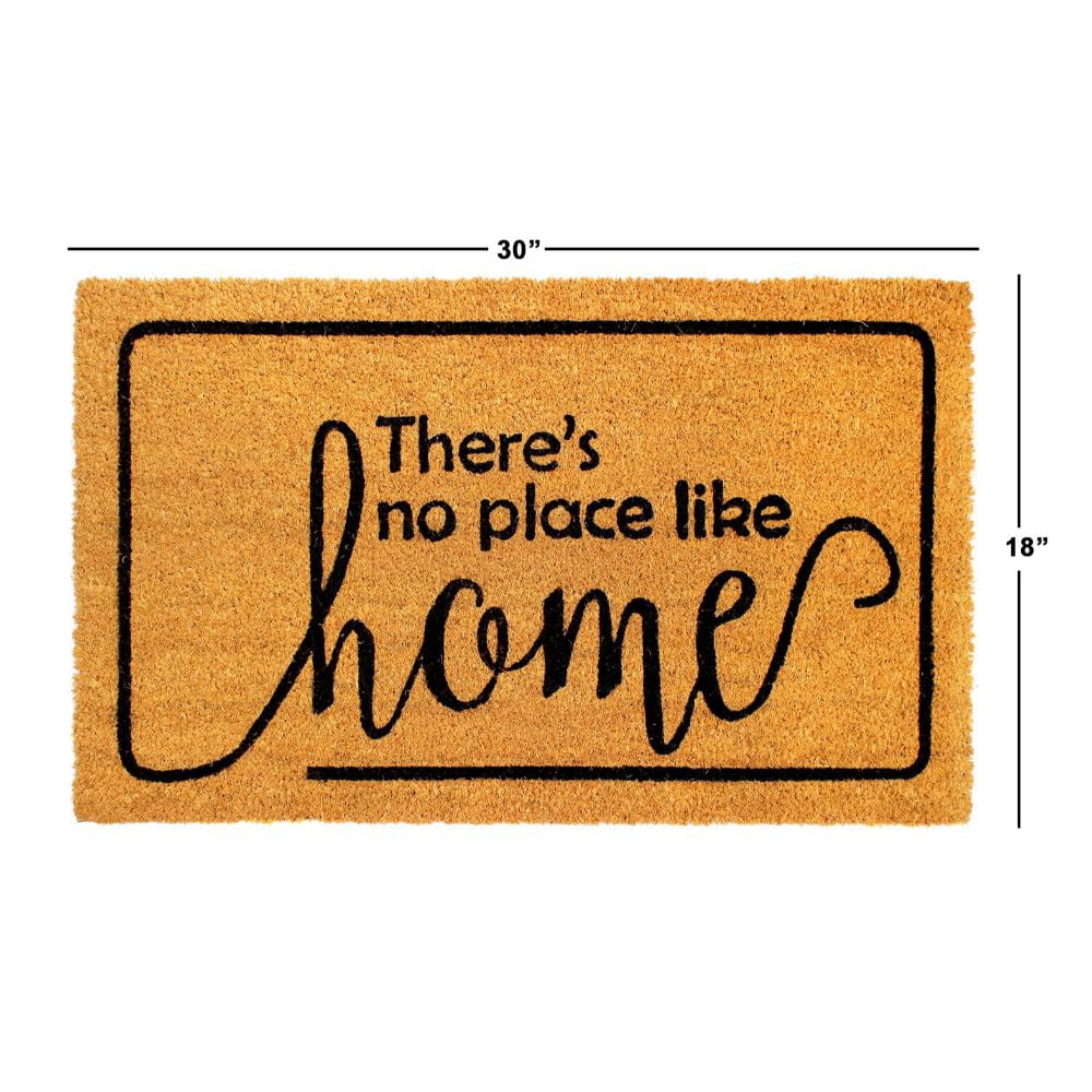 Rugsmith Machine Tufted No Place Like Home Indoor and Outdoor Coir Doormat, 18" x 30"