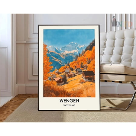 Wengen Swiss Alps Poster, Unframed Paper Poster 8x10in