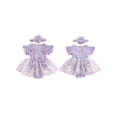 thumbnail image 3 of Aojekbee Baby Girl 2Pcs Summer Outfits Fly Sleeve Floral Embroidered Romper Tulle Dress with Headband Set, 3 of 10