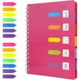 thumbnail image 1 of A5 Subject Spiral Notebook with 2Pcs Index Tabs, WireBound Notebook with 5 Colored Dividers, A5 Notepad, Plastic Cover Lined Page Journal (Pink), 1 of 4