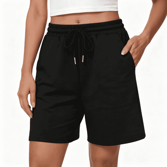Lorvain Women's High Waisted Gym Shorts with Pockets, Loose Fit Wide Leg Athletic Running Lounge Shorts