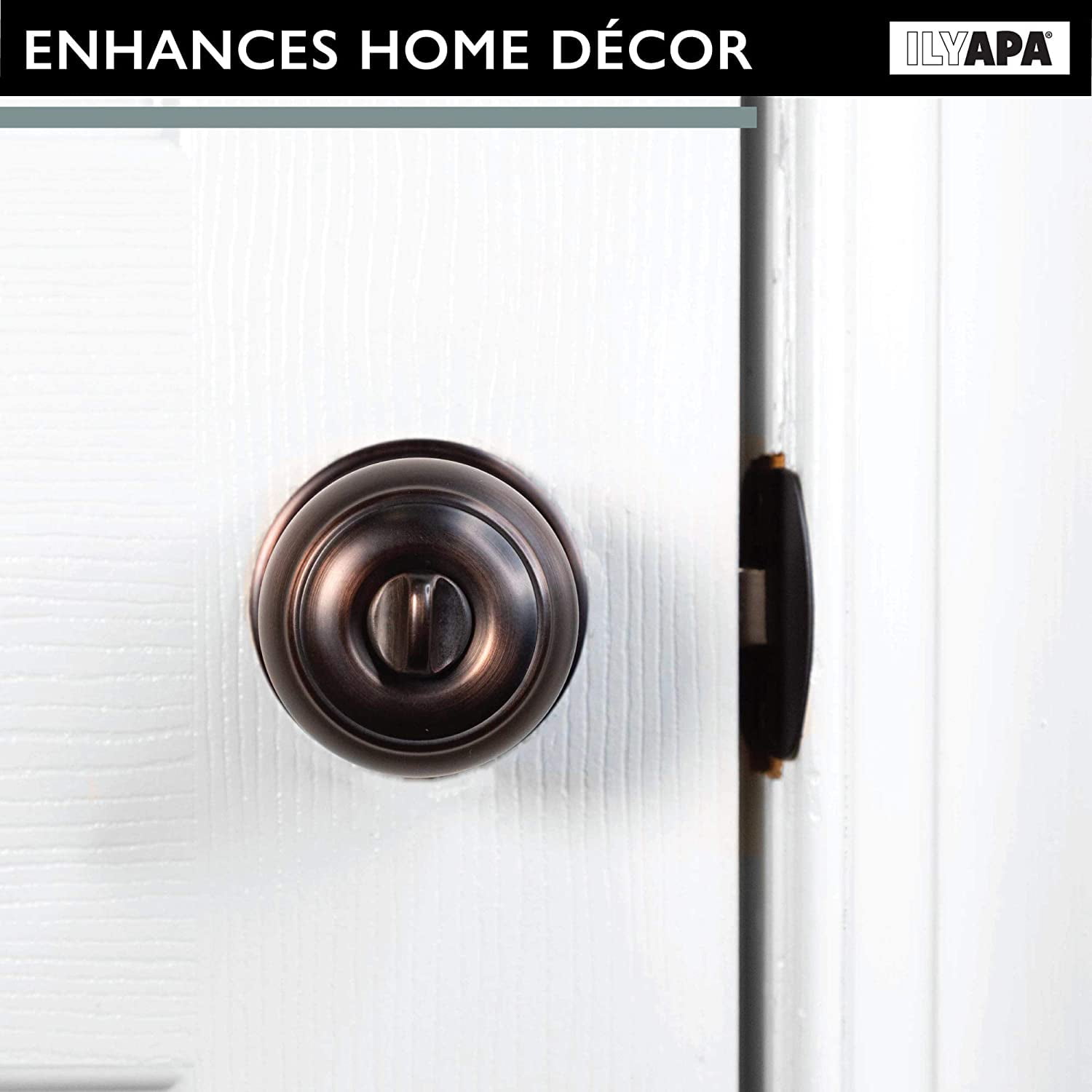 Interior Privacy Door knob - Keyless Locking Door Handles for Bedroom and Bathroom - Improved Oil Rubbed Bronze Finish - (10 Pack)