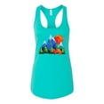 thumbnail image 2 of Neon Colorful California Bear Sunset Cali Redwoods | Womens Fashion Jersey Racerback Tank Top, Tahiti Blue, X-Large, 2 of 4