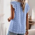 thumbnail image 3 of Camisa sin mangas con volantes de Color puro para mujer, camiseta sin mangas informal holgada elegante con cuello redondo para citas en el trabajo de oficina, 3 of 5