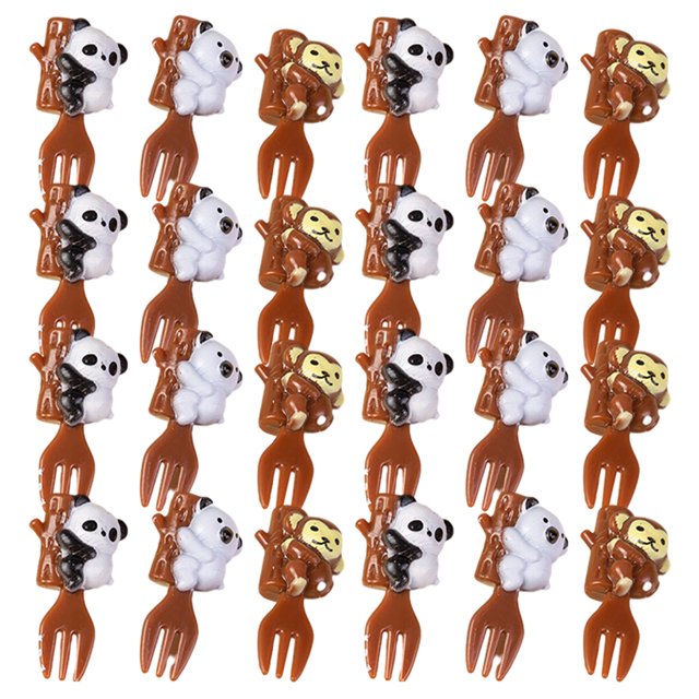 4 juegos (6 por juego) coches pequeños creativos, oso koala, palito de fruta, tenedor de fruta, tenedor para aperitivos para niños, pastel, lindo palito bento