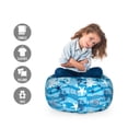 thumbnail image 2 of Seashells Storage Toy Bag Chair, Nautical Underwater Universe Design of All Creatures Scallop Motif Illustration, Stuffed Animal Organizer Washable Bag, Small Size, Blue White, by Ambesonne, 2 of 3