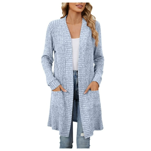 yocbz Cardigans for Women Trendy Womens Lightweight Cardigan Open Front Casual Loose Cover Ups Light Blue,Size for XL