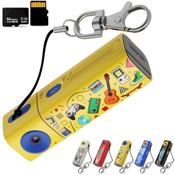 2K Portable Mini Thumb Digital Camera by Sztongfei, 0.96" HD LCD Display for Capturing Life Moment Youthwith Elegant Gift Box/8GB TF Card Yellow
