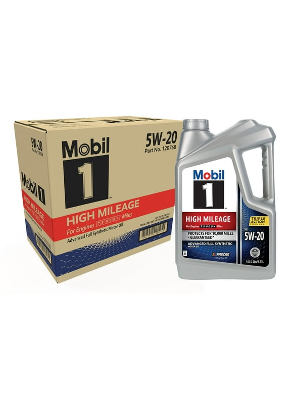 Mobil 1 High Mileage Full Synthetic Motor Oil 5W-20, 5 Quart (Pack of 3)