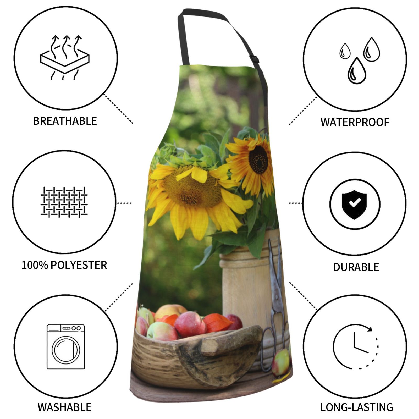 Kdxio Vintage Wooden Bucket Apron with Pockets Adjustable Kitchen Aprons for Men Women Waterproof Aprons for Cooking,Drawing,Crafting, Baking Household Cleaning