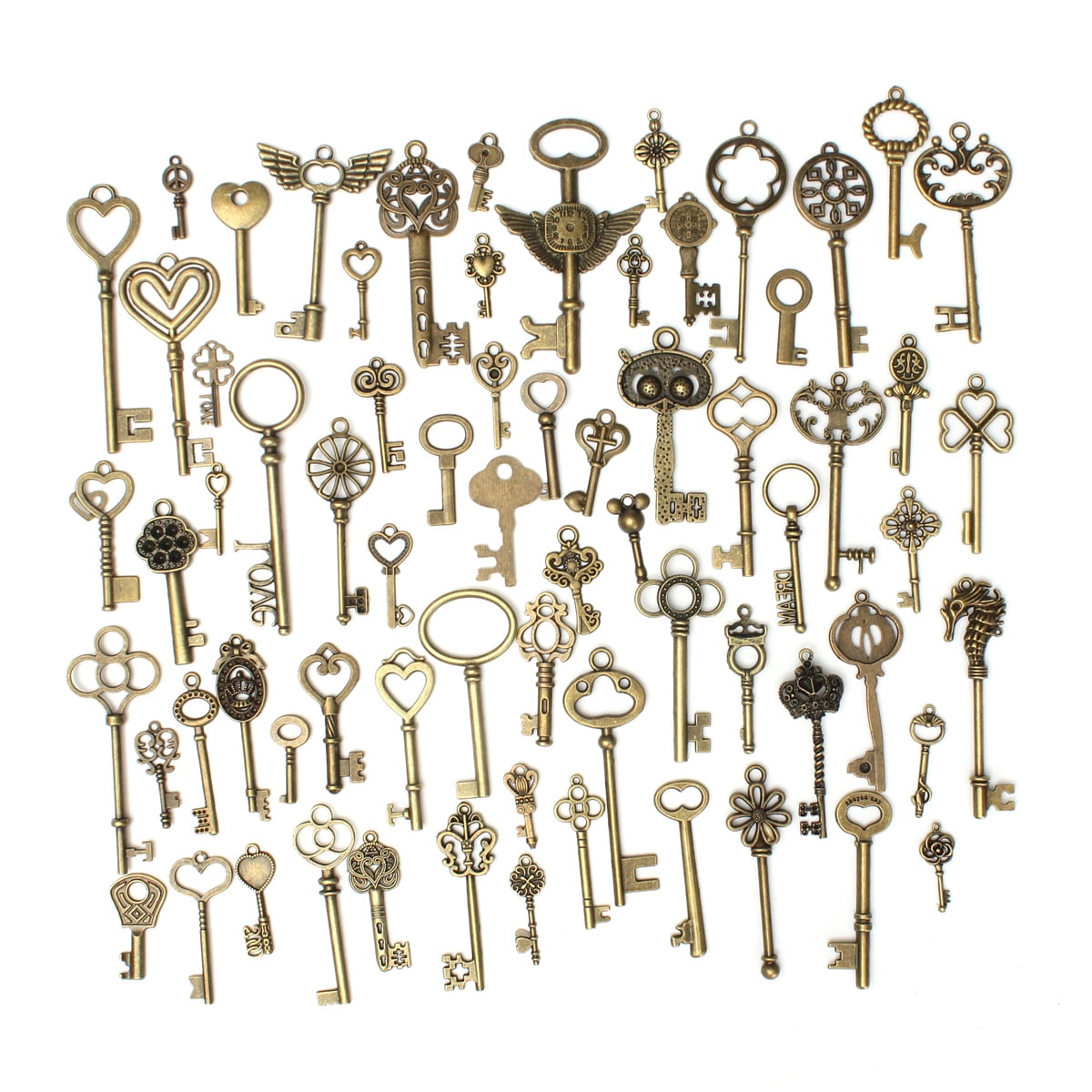 key parties 12 Skeleton keys antique old look craft wedding findings charms 