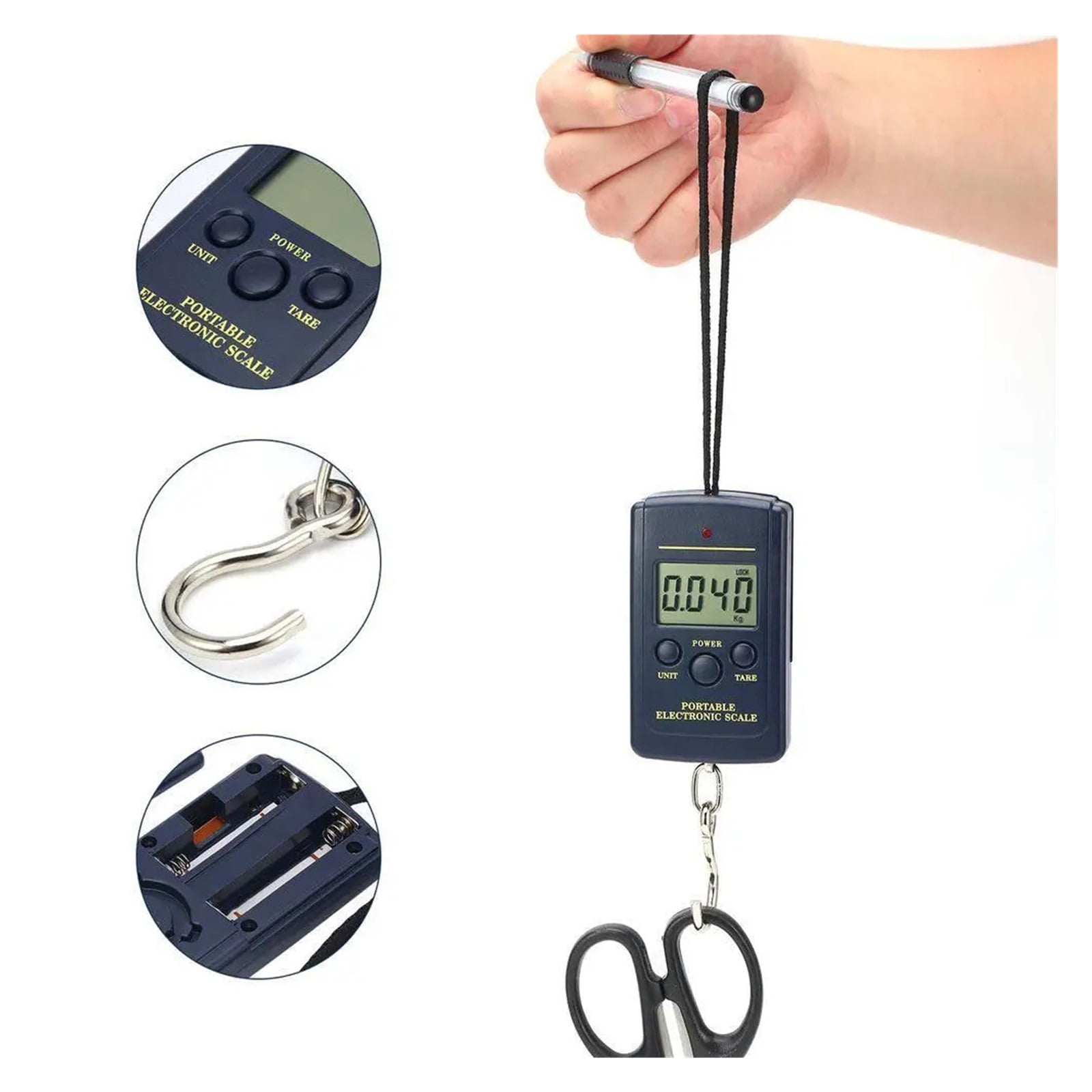 Kitchen Scales Weight Scale Portable Digital LCD Scale, 40kg Electronic Lugga Hanging Suitcase Travel Bag Weight Balance Tool - High Precision
