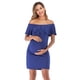thumbnail image 2 of Vestido de mujer Vestido de embarazada de manga corta con hombros descubiertos Falbala Summer Cloth, Azul, XL Monstrate AP002176-12, 2 of 7