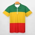 thumbnail image 3 of Ethiopian Flag Men Zipper T-shirt Summer Casual Short Sleeve T-shirt Top, 3 of 7