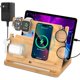 thumbnail image 1 of wonima44 Bamboo Wireless Charging Station for iPhone and Airpods and ipad, Fast Wireless Charger Stand for iPad and iPhone 14/13/12/11 Pro Max/X/Xs Max/8 and AirPods Pro and iWatch Series SE, 2-8, 1 of 1